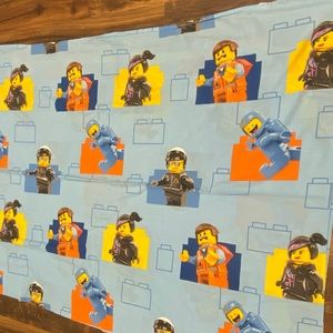 The Lego Movie Twin Size Bed Flat Sheet & Pillow Case Blue Cotton Blend